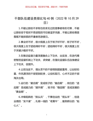 -干部队伍建设类排比句40例（2022年10月29日）.docx