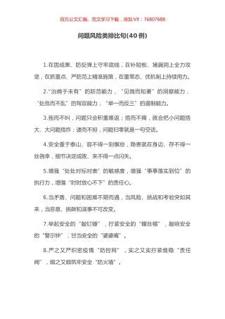 问题风险类排比句(40例).docx