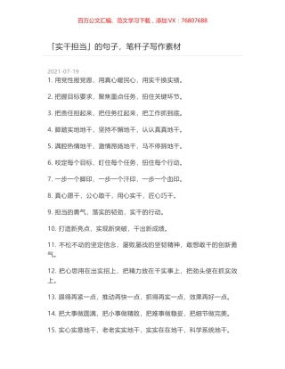 「实干担当」的句子，笔杆子写作素材.docx