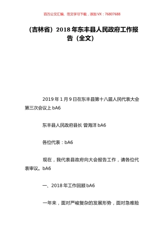 （吉林省）2018年东丰县人民政府工作报告（全文）.doc