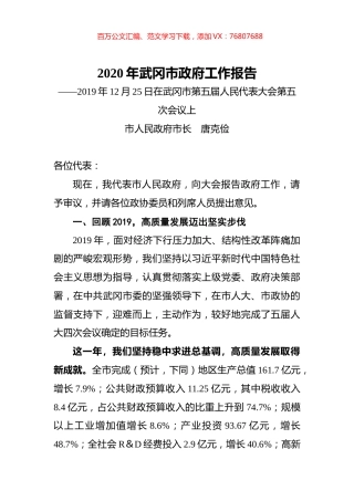2020年武冈市政府工作报告.docx