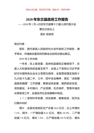 2020年东兰县政府工作报告.docx