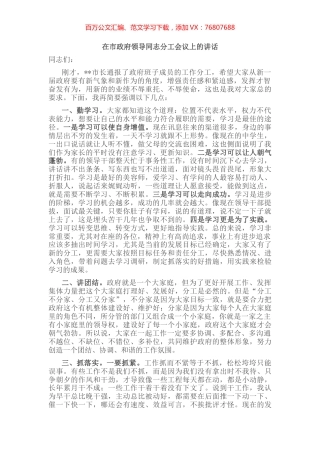 在市政府领导同志分工会议上的讲话.docx
