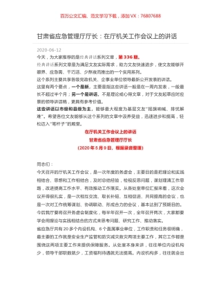 甘肃省应急管理厅厅长：在厅机关工作会议上的讲话.docx