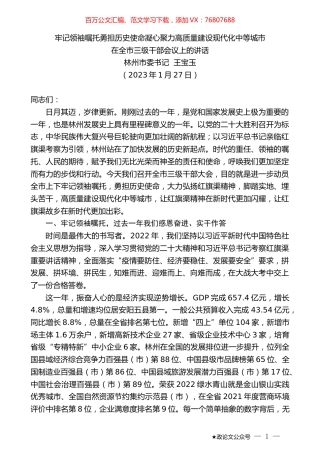 林州市委书记王宝玉：在全市三级干部会议上的讲话.doc