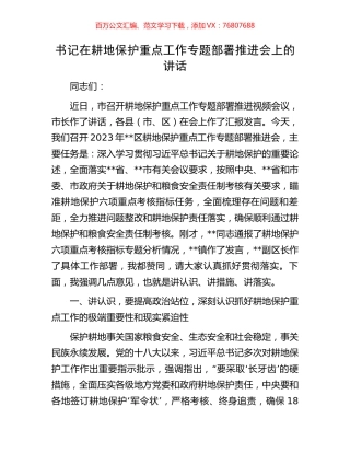 书记在耕地保护重点工作专题部署推进会上的讲话.docx