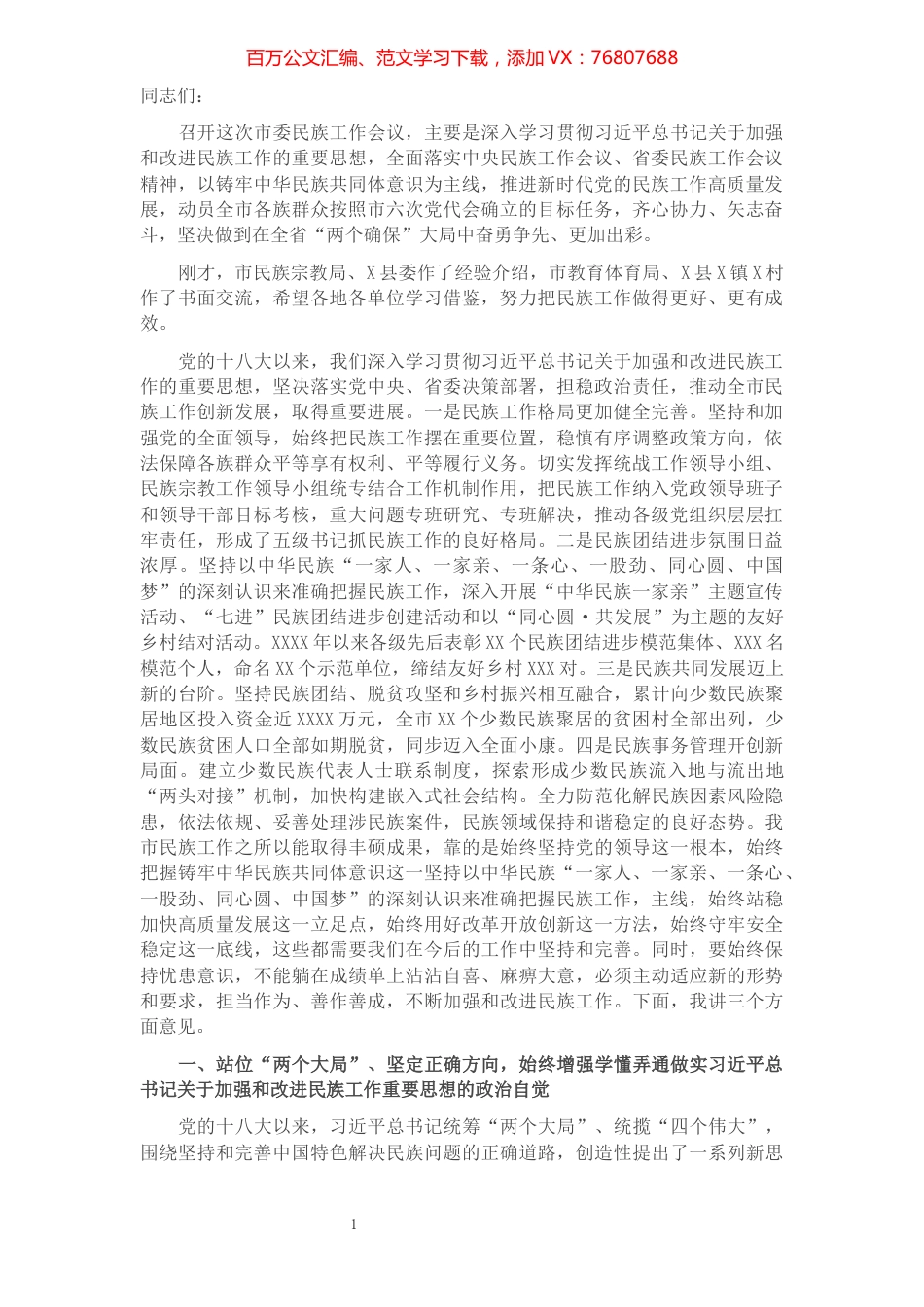 在市委民族工作会议上的讲话.docx_第1页