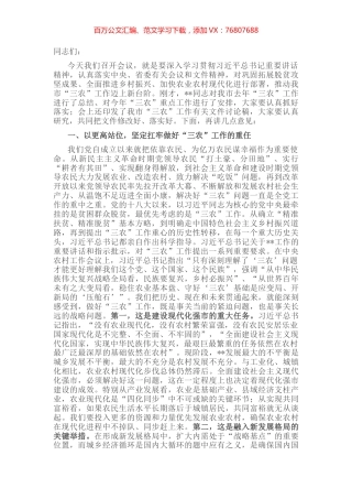 市委书记在市委农村工作会议上的讲话提纲.docx