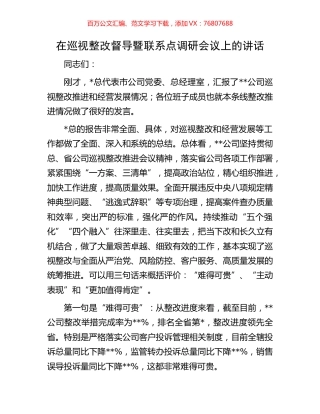 在巡视整改督导暨联系点调研会议上的讲话.docx