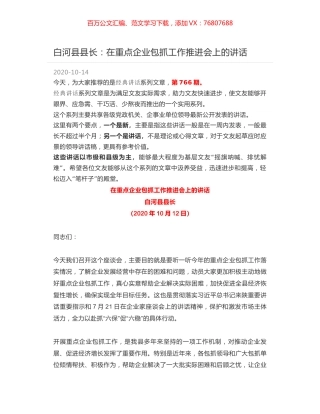 白河县县长：在重点企业包抓工作推进会上的讲话.docx