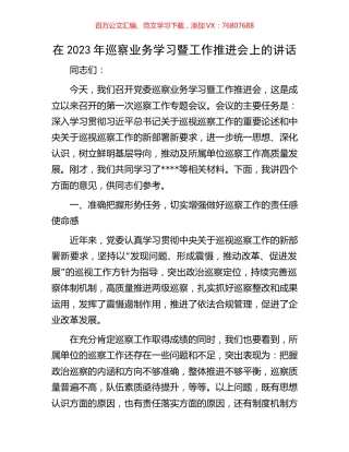 在2023年巡察业务学习暨工作推进会上的讲话.docx
