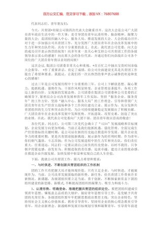 国企书记在公司团代会上的讲话.docx