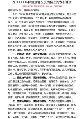 环保督察情况反馈会表态发言.docx