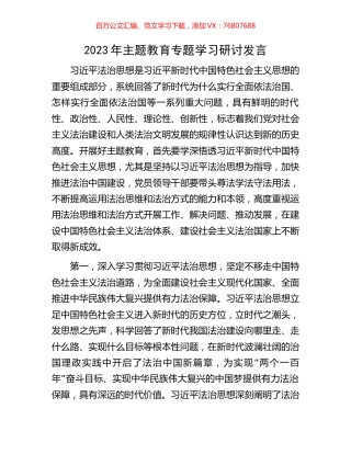 2023年主题教育专题学习研讨发言.docx