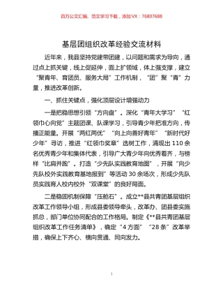 -基层团组织改革经验交流材料.docx