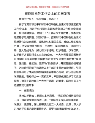 在巡回指导工作会上的汇报发言.docx