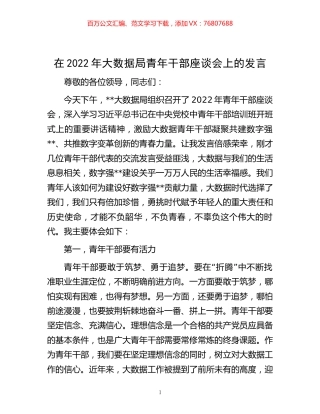 在2022年大数据局青年干部座谈会上的发言 (2).docx