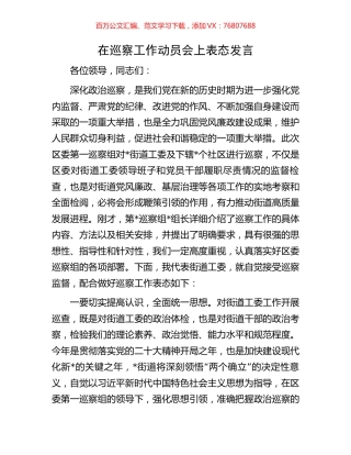 在巡察工作动员会上表态发言.docx