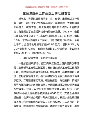 在经济统战工作会议上的汇报发言.docx