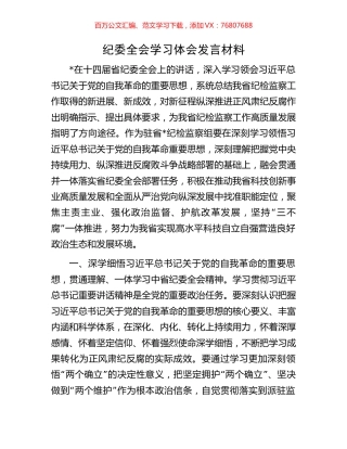 纪委全会学习体会发言材料.docx