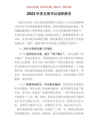 2022年党支部书记述职报告.docx