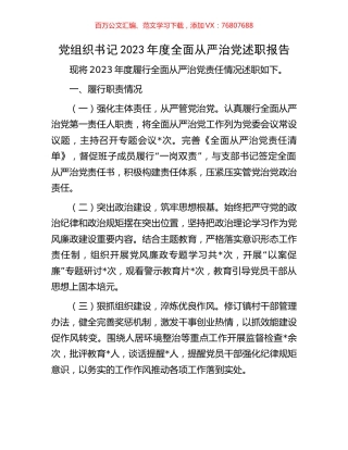 党组织书记2023年度全面从严治党述职报告.docx