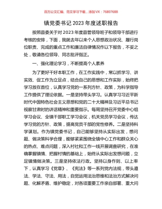 镇党委书记2023年度述职报告.docx