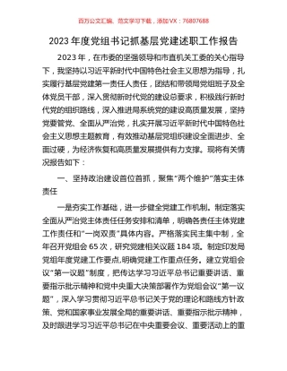 2023年度党组书记抓基层党建述职工作报告.docx
