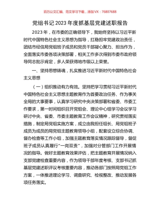 党组书记2023年度抓基层党建述职报告.docx