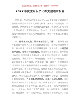 2022年度党组织书记抓党建述职报告.docx