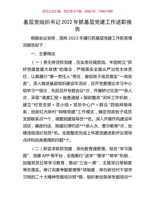基层党组织书记2022年抓基层党建工作述职报告.docx