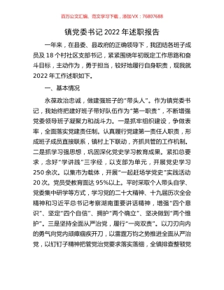 镇党委书记2022年述职报告.docx