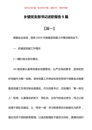 乡镇党支部书记述职报告5篇.docx