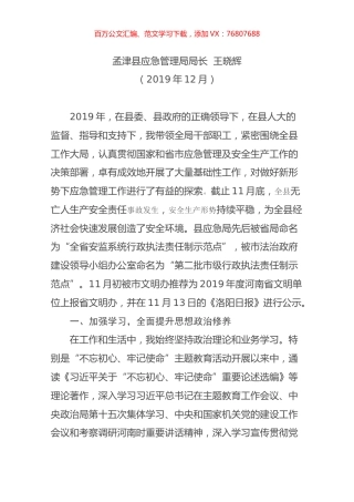2019应急管理局局长述职报告.docx