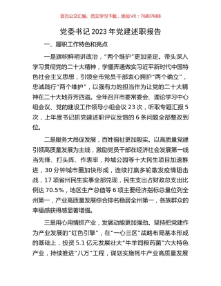 党委书记2023年党建述职报告.docx