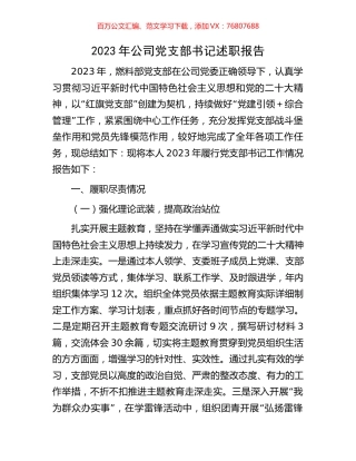 2023年公司党支部书记述职报告.docx