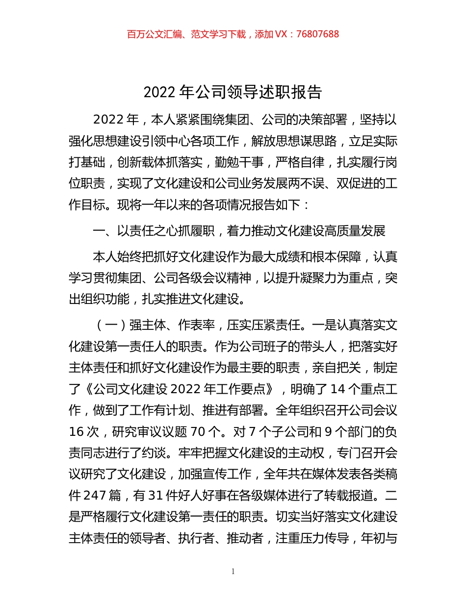 -2022年公司领导述职报告.docx_第1页