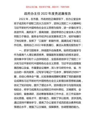 政府办主任2022年度责述廉报告.docx