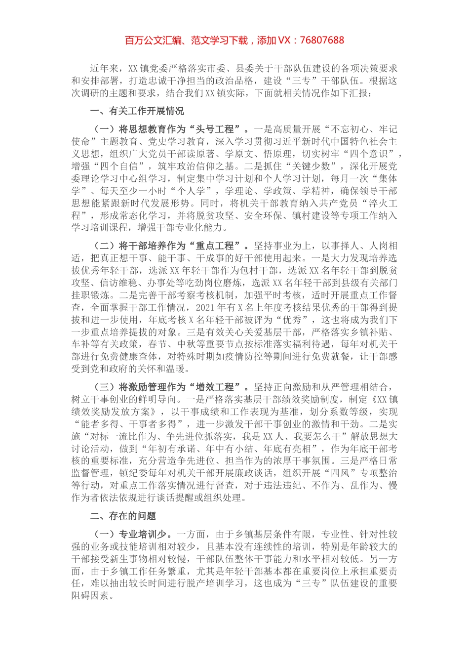 干部队伍建设调研座谈报告.docx_第1页
