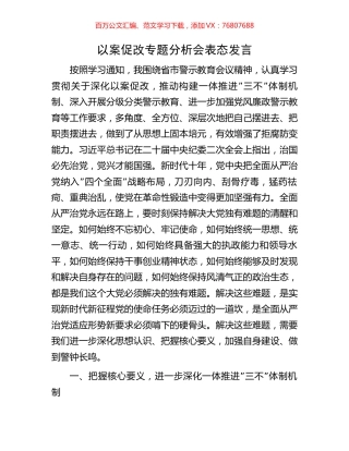 以案促改专题分析会表态发言.docx