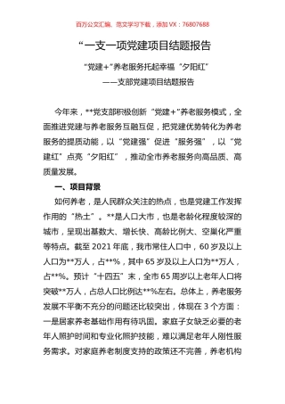 “一支一项党建项目结题报告.docx