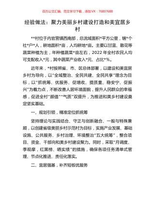 经验做法：聚力美丽乡村建设打造和美宜居乡村.docx