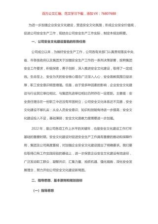 某国有企业安全文化建设规划纲要.docx