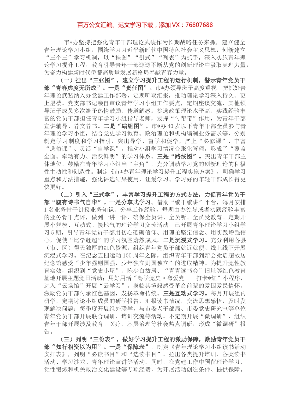 市某办强化青年干部理论武装工作经验.docx_第1页