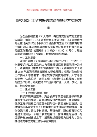 高校2024年乡村振兴结对帮扶地方实施方案.docx