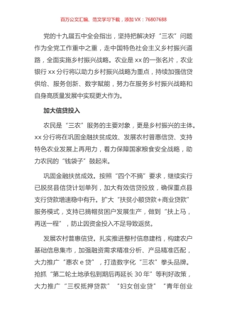 行长关于银行服务乡村振兴战略情况报告（银行）.docx