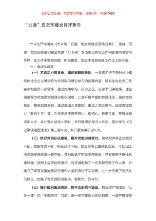 “五强”党支部建设自评报告.docx