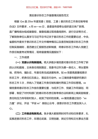 落实意识形态工作督查情况报告.docx