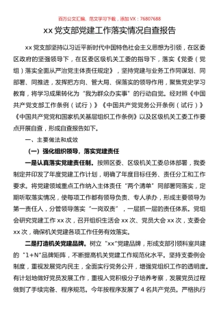 党支部党建工作落实情况自查报告.docx