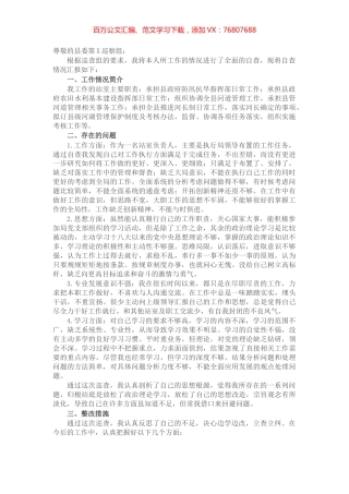 水利防汛抗旱系统干部个人自查报告.docx